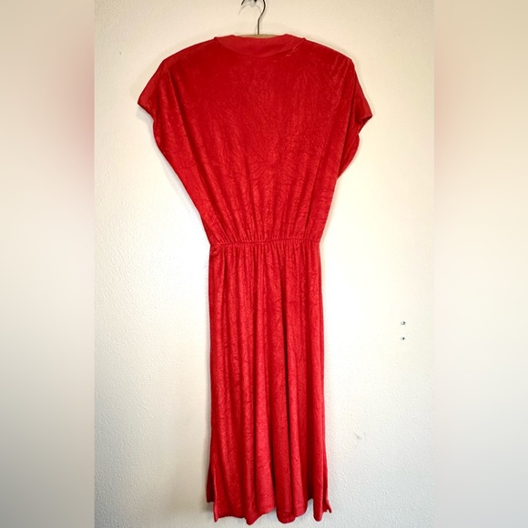 Vintage 70s / 80s Union made terrycloth dress.  Red size medium retro - Picture 2 of 6
